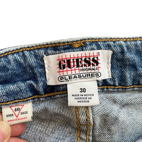 GUESS x Pleasures Drew Barrymore Denim Size 30 Printed 90s Inspired Jeans - Picture 8 of 15